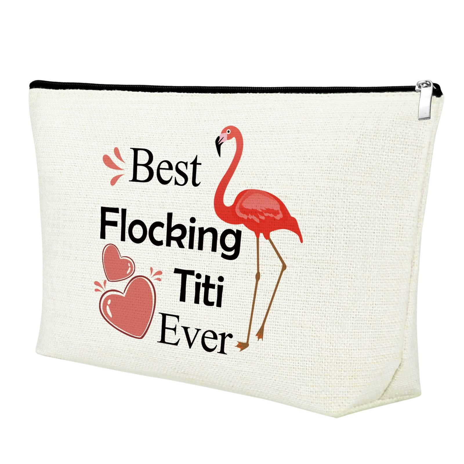Mxrymvu Aunt Auntie Gifts Makeup Bag Funny Titi Best Flocking Ever