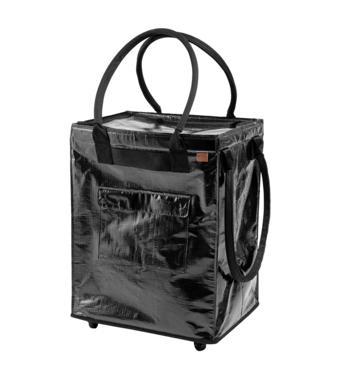 CleverMade Foldable Tote Bag on Wheels Soft Grip Black Capacity: 90L & 75 lbs.