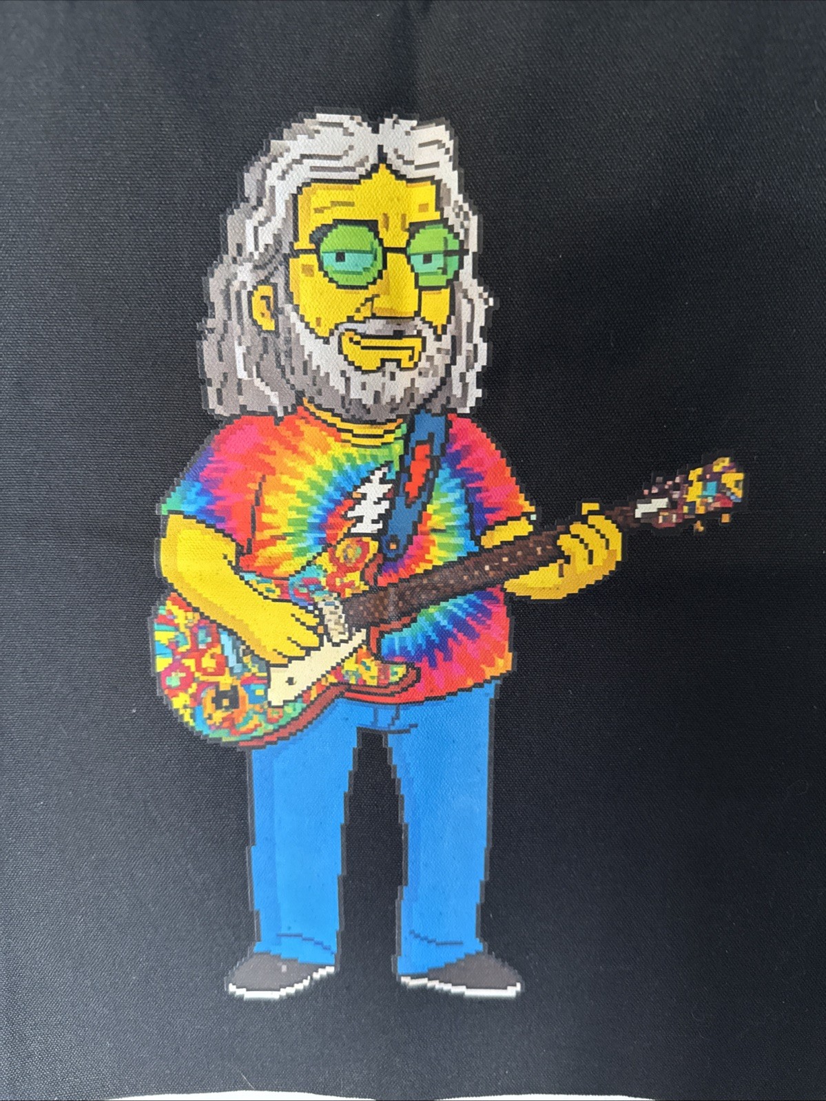 Pixelated Jerry Garcia Canvas Tote Bag 16” x 13” With 13” Handle Drop READ DESCR