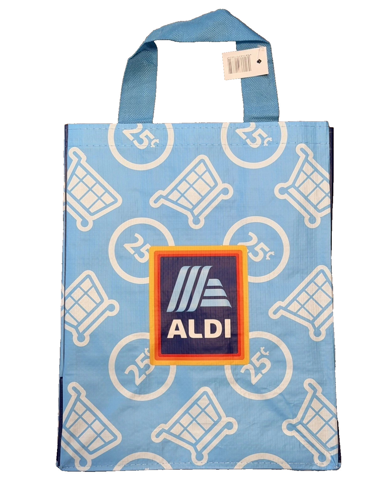 Aldi Shopping Bag Tote “25Cents Print” 12X8X15″ Polypropylene- New-1PC 6Gal