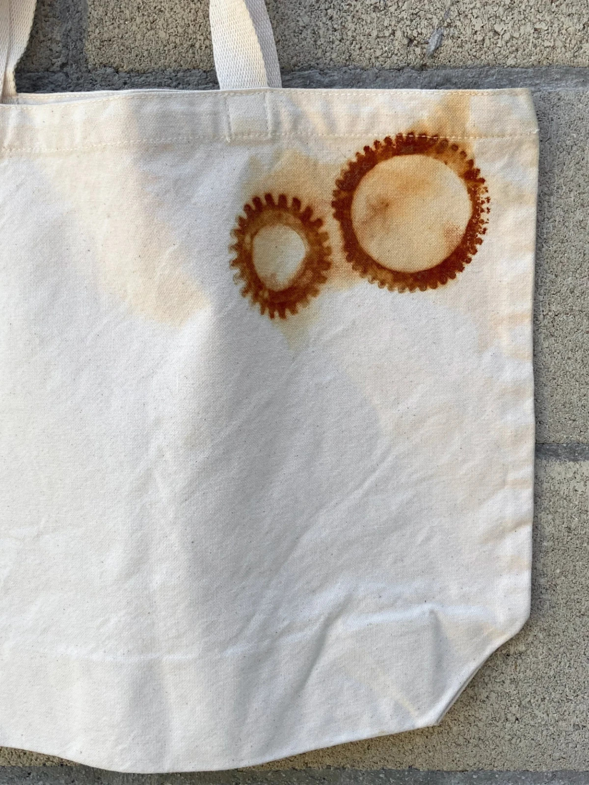Organic Cotton Farmers Market Tote Bag Rusty Gears Handmade XL 18×14.5 Rust Dyed