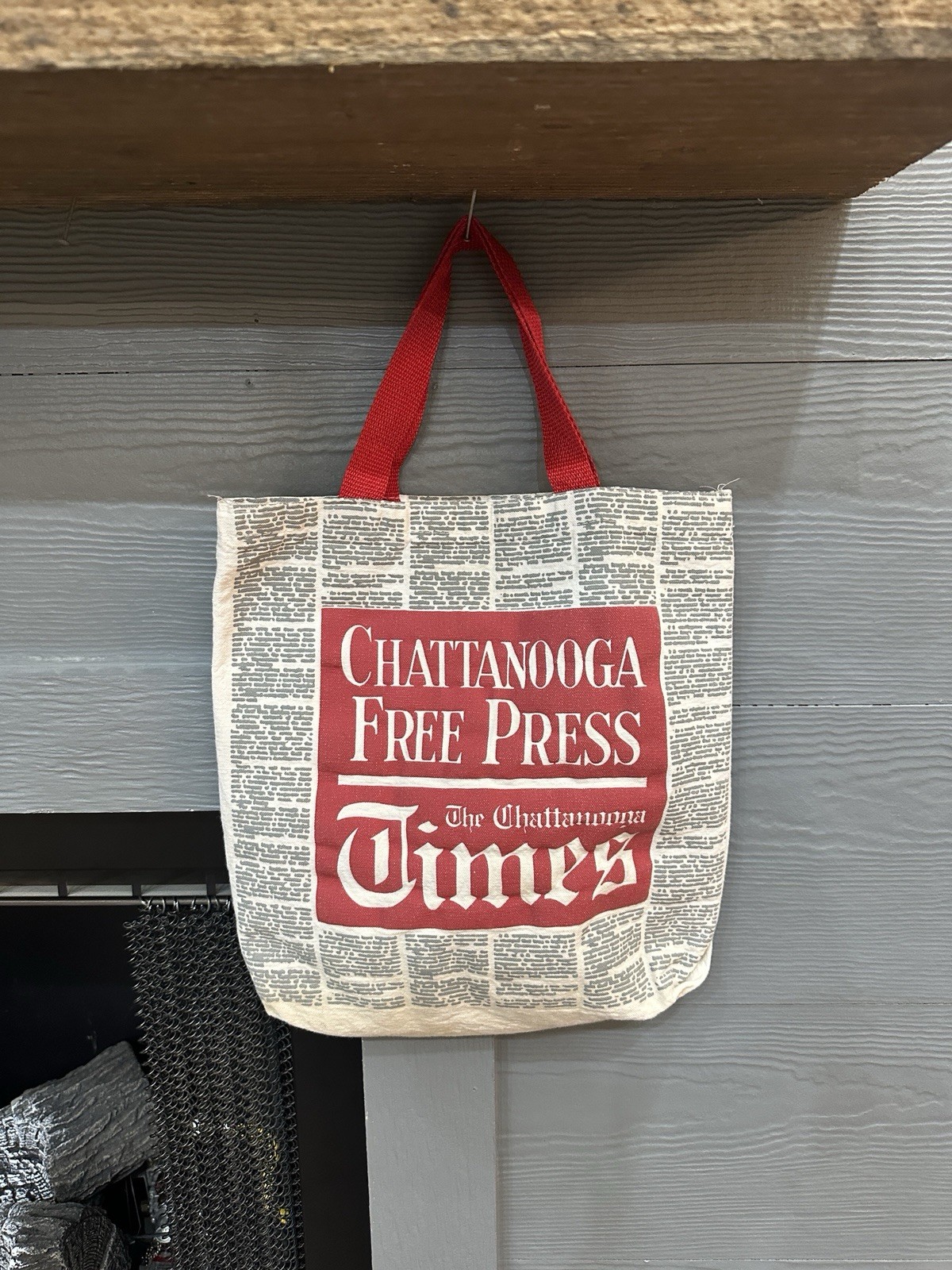 #8…Chattanooga Times Foldable Reusable Shopping Bag…12×13. Red, White & Black
