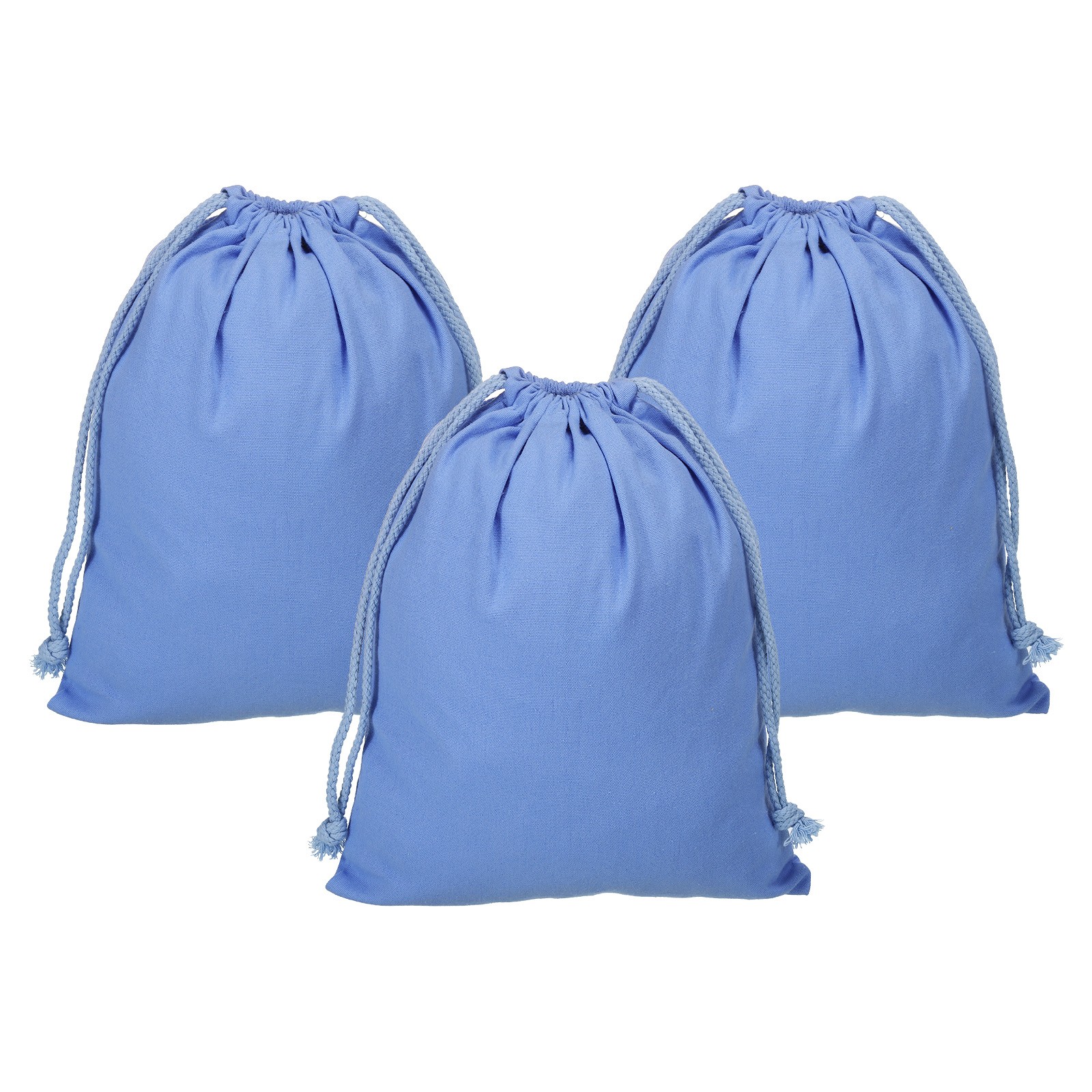 3pcs Reusable Drawstring Bags, 10×12.6″ Multipurpose Bags, Autumn Blue