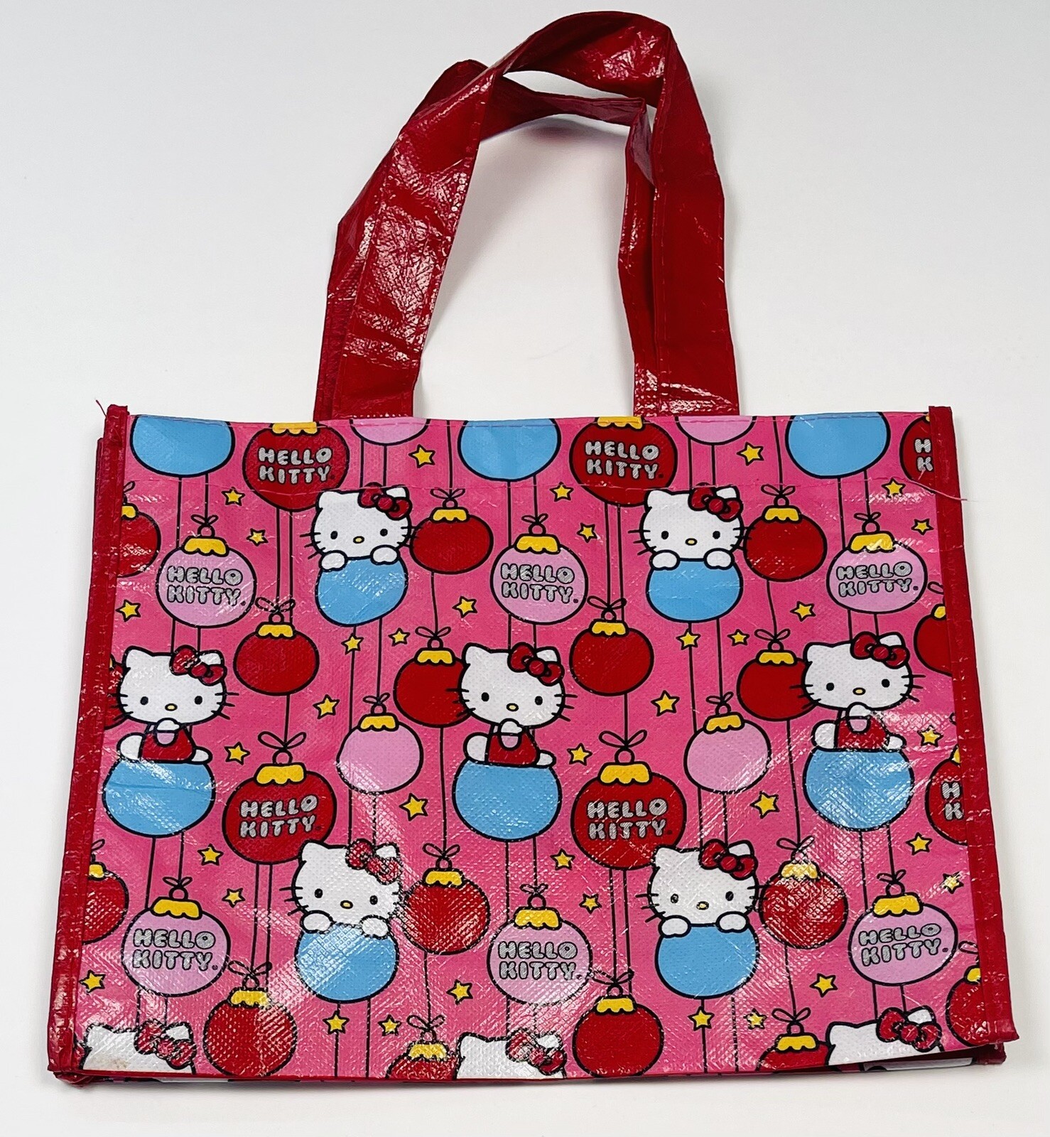 2014 Sanrio HELLO KITTY 10″x8″x2.5″ Pink Christmas Ornament REUSABLE TOTE BAG