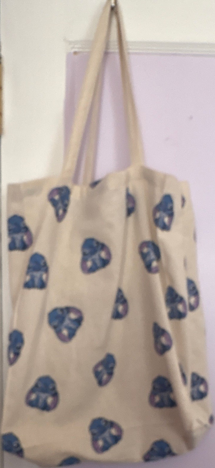 Primark Disney Stitch Reusable Canvas Tote Bag Beige/Blue All-Over Print