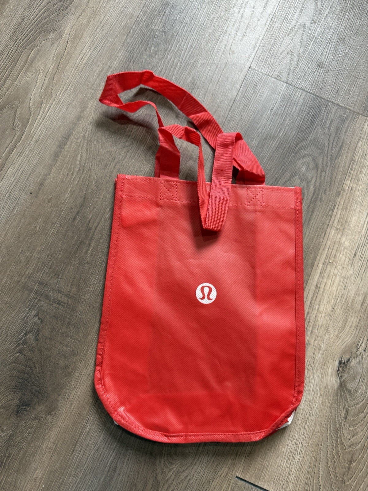 Lululemon Shopping Gift Bag Logo Reusable Small Tote Red and White