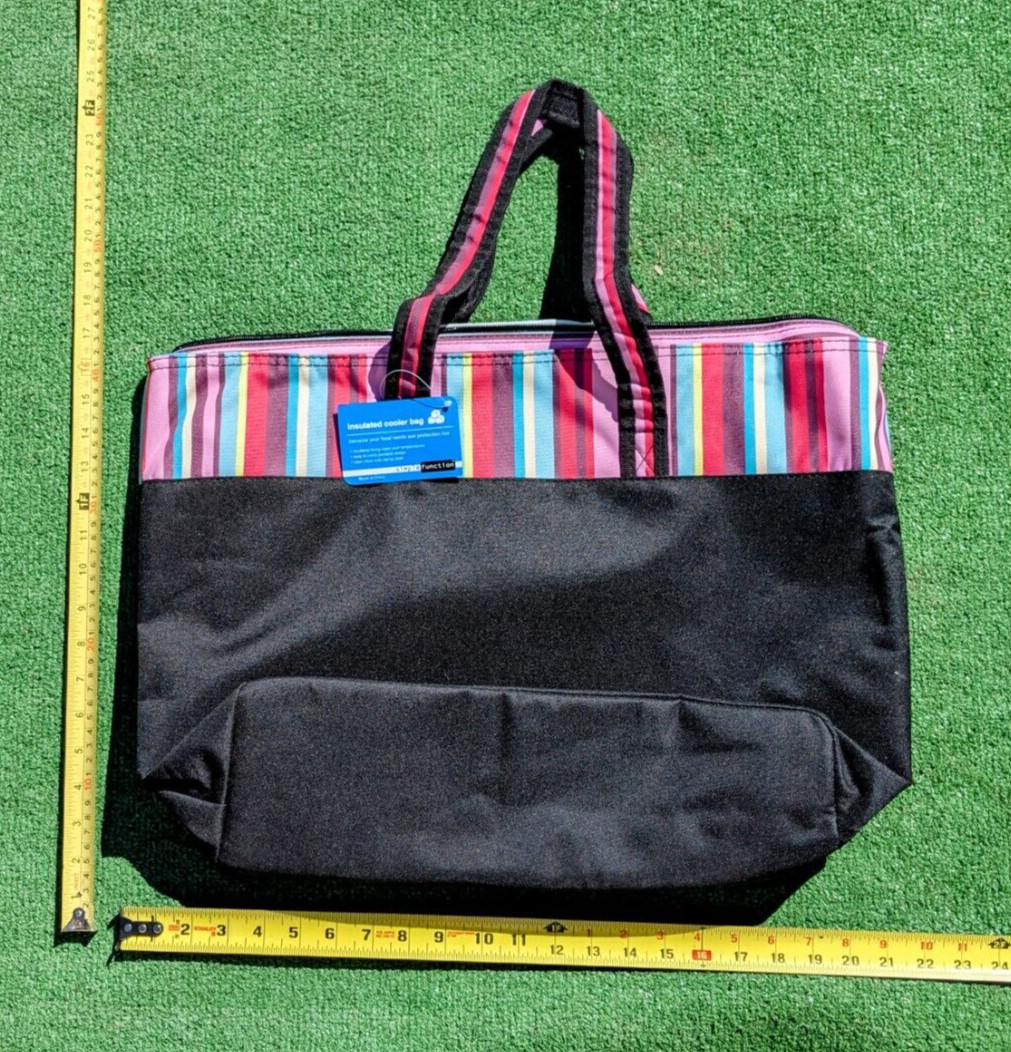 Large Insulated Zipper Closure Reusable Shopping Tote Travel Beach Camping Bag