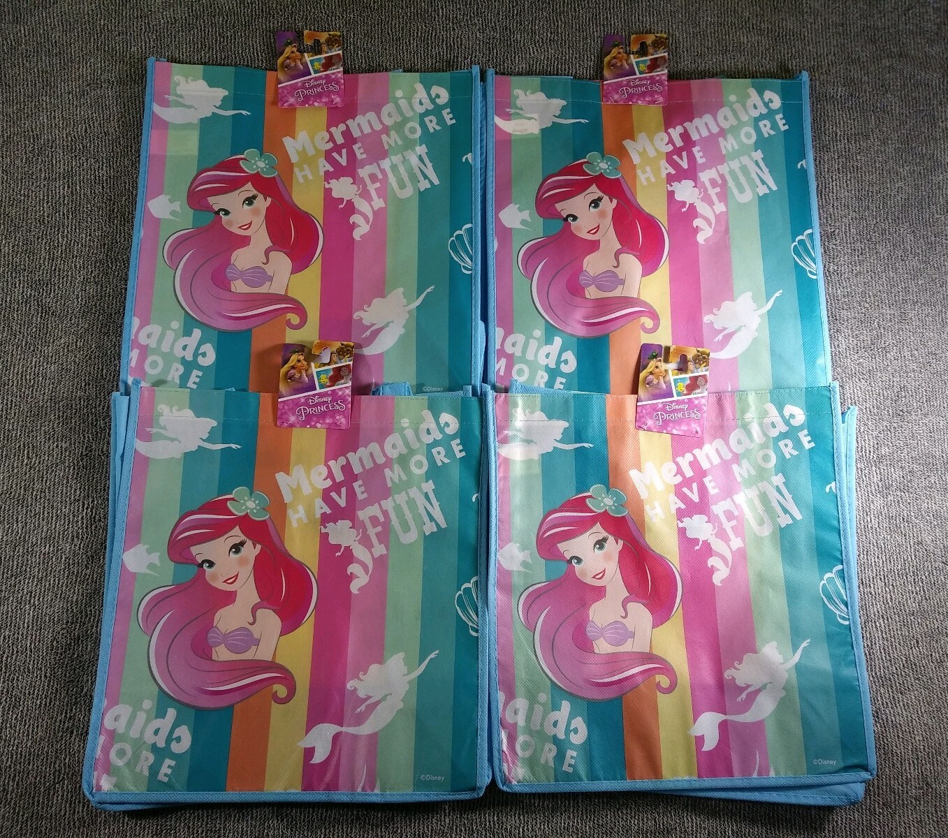 4X Disney Little Mermaid reusable Handle tote bags Fill toys in,Party,Beach Bag