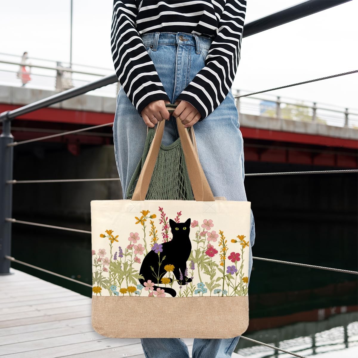 Cat Tote Bag, Cute Black Cat Gifts, Gifts for Cats Lovers Women Friends Girlf…