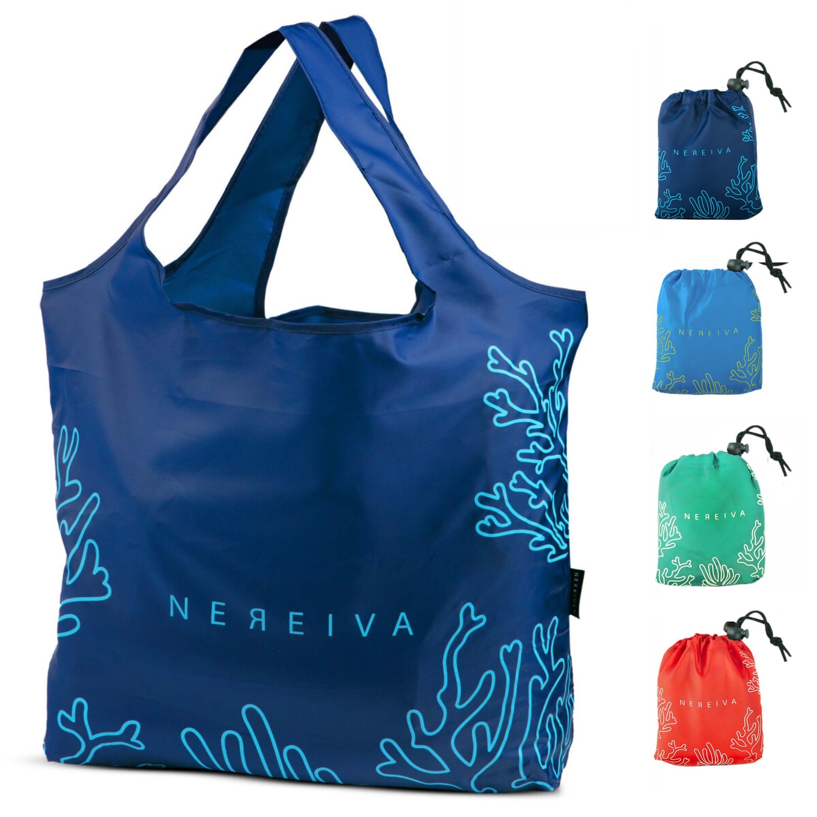 4 Pack Foldable Grocery Bags into Tiny Pouch – Large Capacity Multi-Color Gre…
