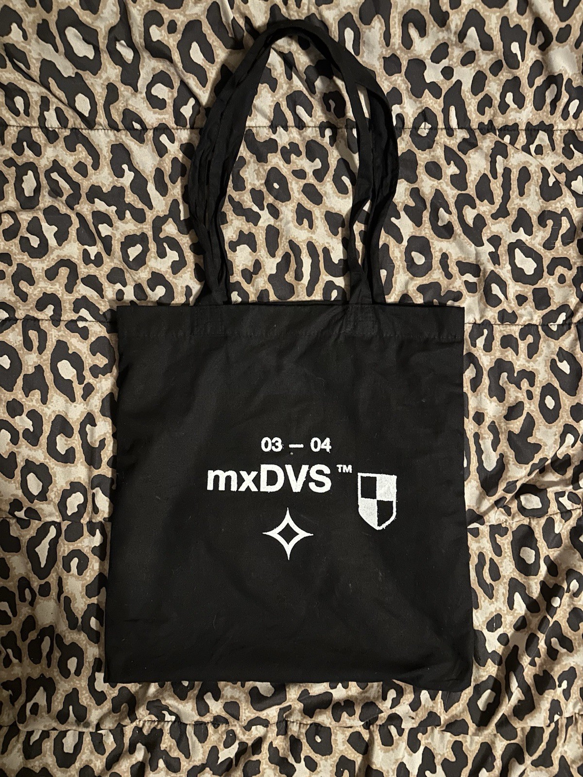 mxDVS Black Reusable Shopping Tote Bag, Medium Polyester 15x14x15 Logo