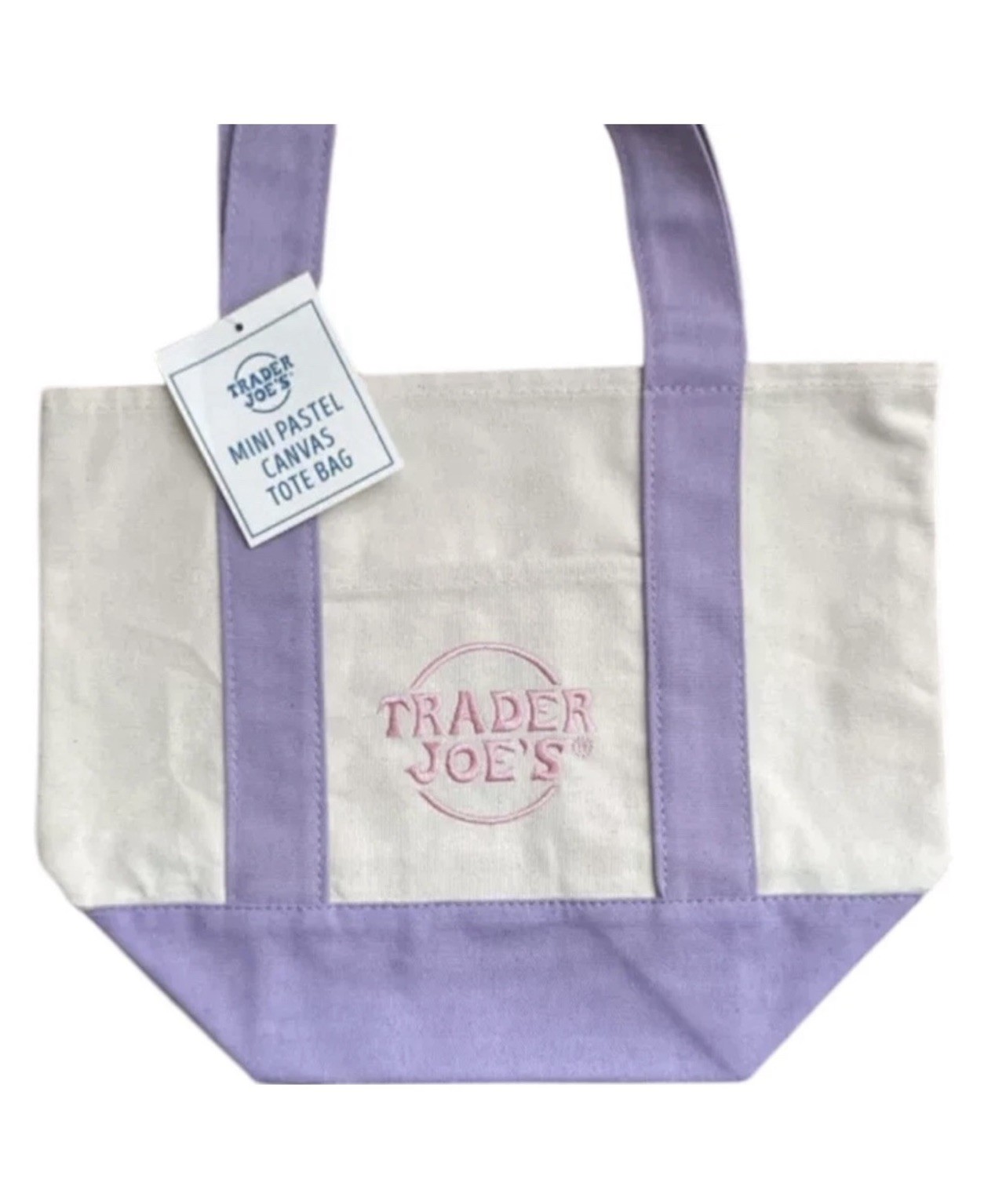 Trader Joe’s Mini Canvas Tote Bag Pastel Purple Hottest It Bag Limited Spring🛍️