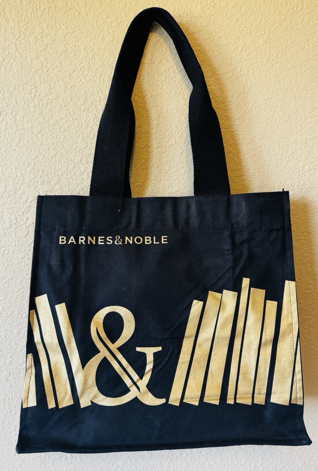 Barnes & Noble Black Gold Organic Cotton Canvas Tote Bag 15cm x 5in x 14in New