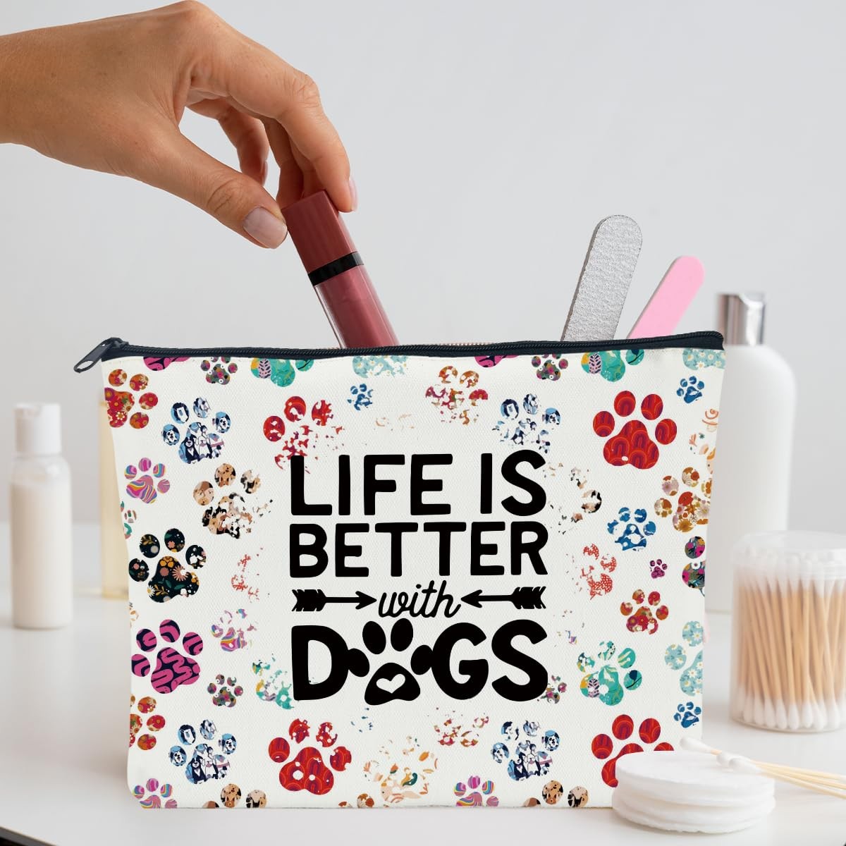 NBIAN Dog Mom Gifts for Women – Cosmetic Bag, Themed 10 x 6 inches, Dog03