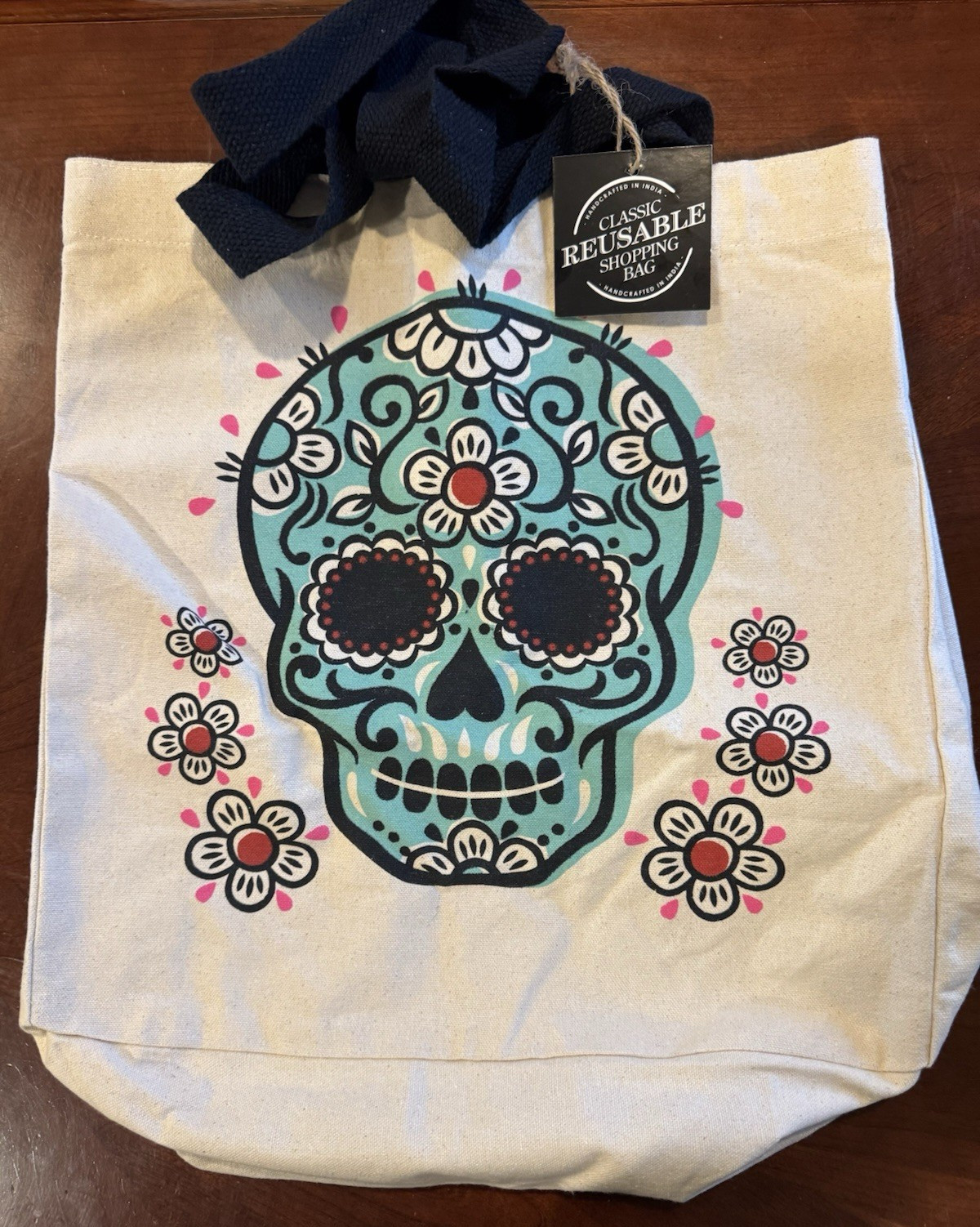 CLASSIC REUSABLE SHOPPING CANVAS BAG SUGAR SKULL