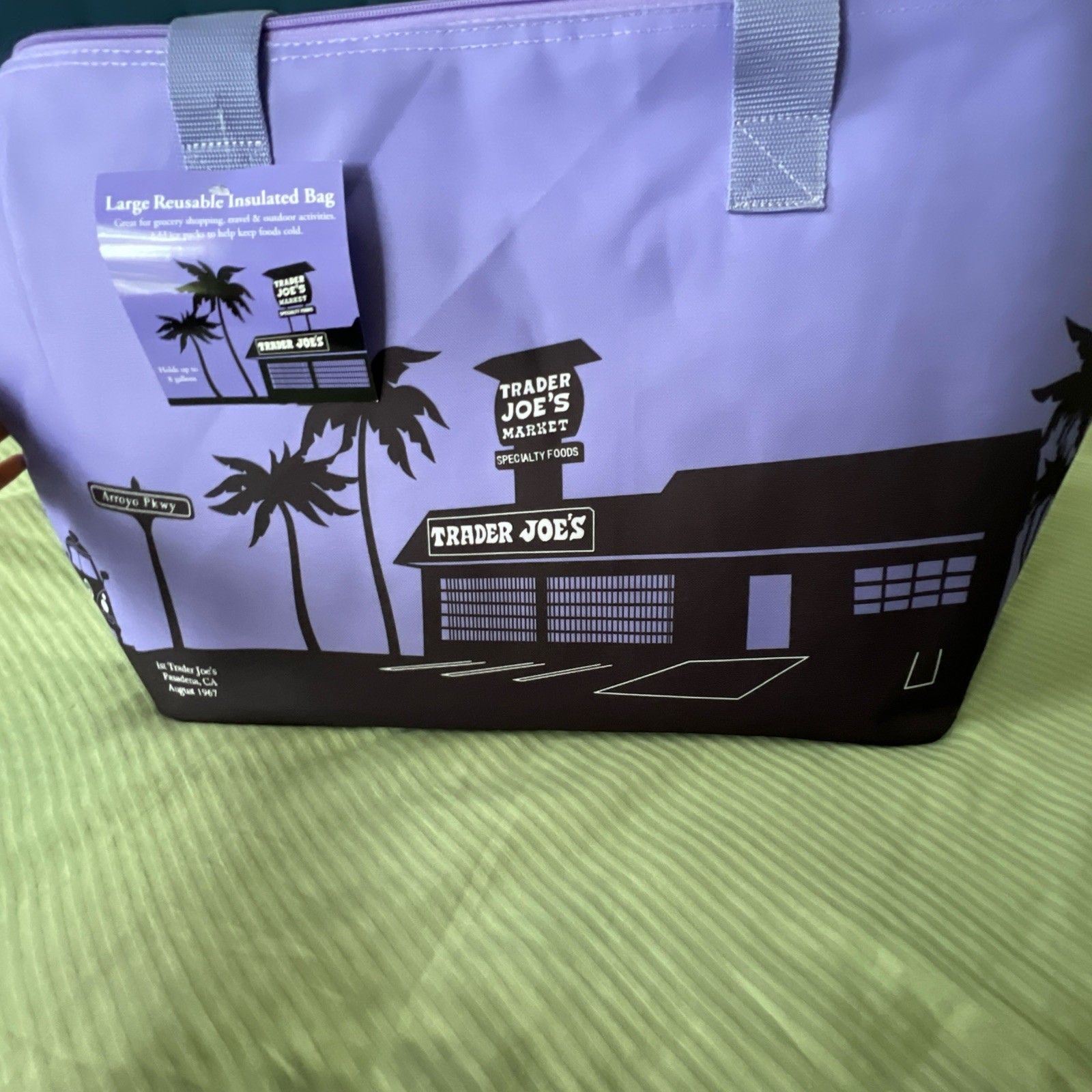NEW Trader Joes Tote Bag 8 Gal Lavender Reusable Large Insulated Eco Shopping