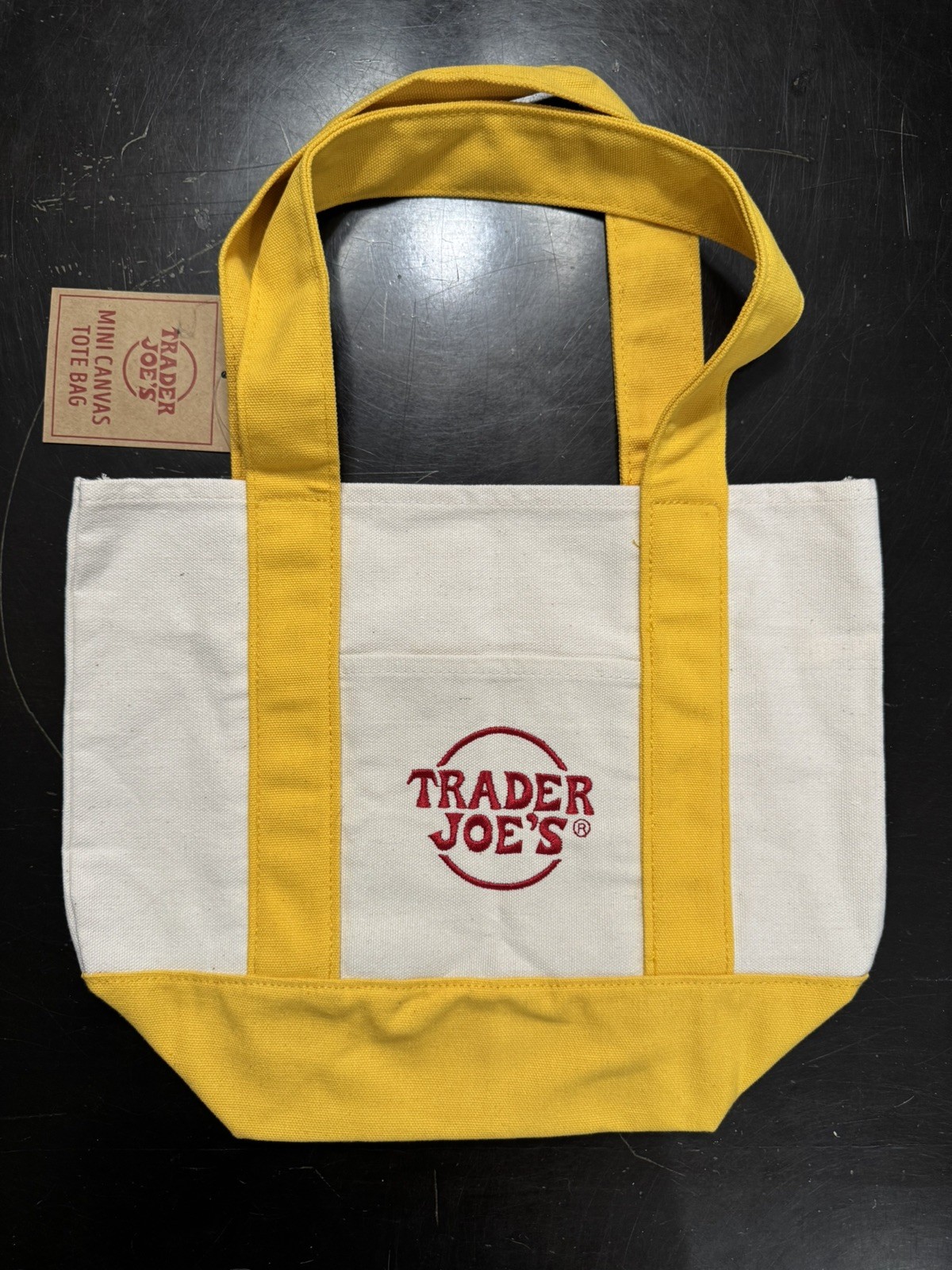 Trader Joe’s – Mini Canvas Tote Bag – Yellow – Holiday 2025 – Limited Edition