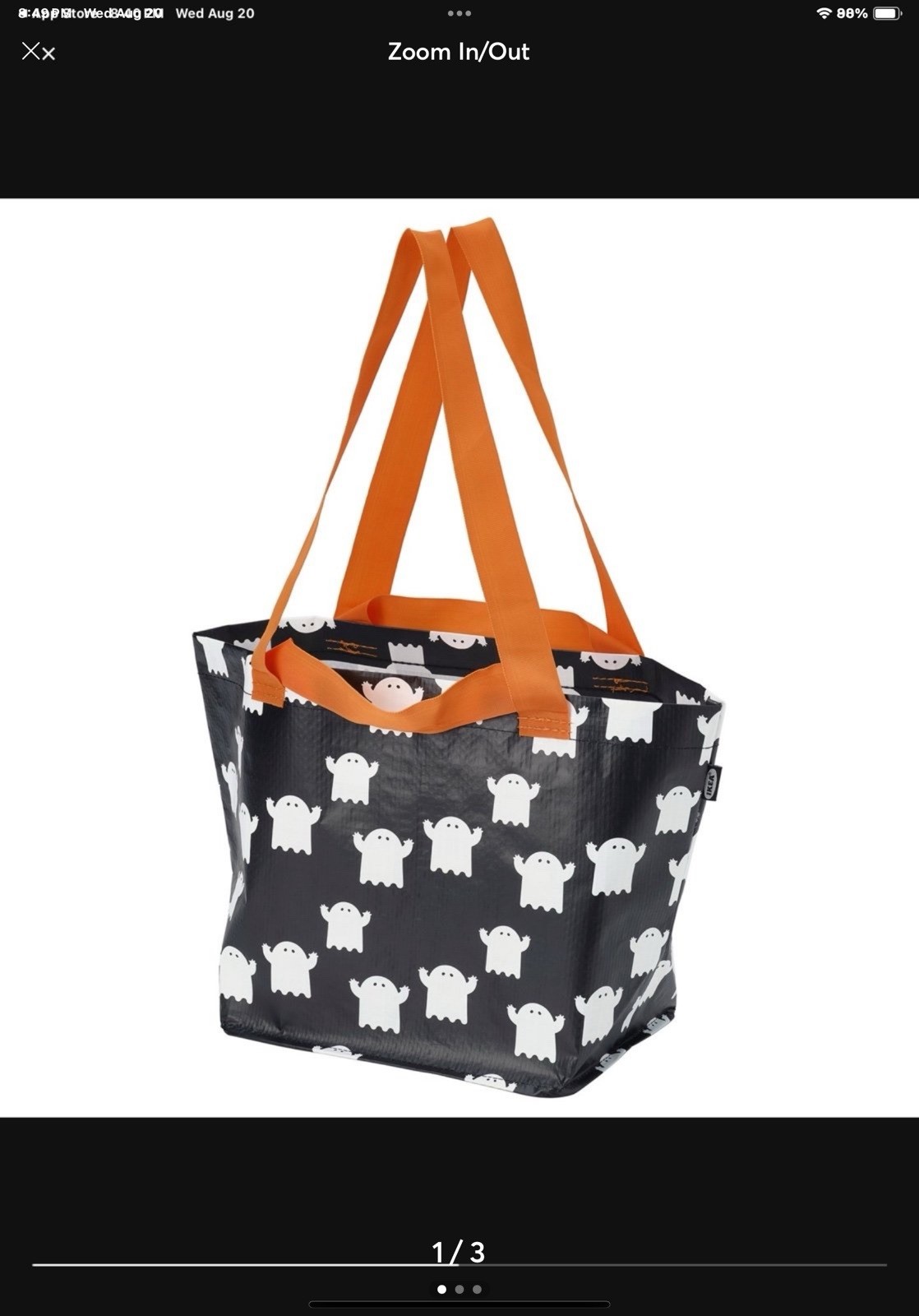IKEA Halloween KUSTFYR Reusable Ghosts Bag Trick or Treat NEW