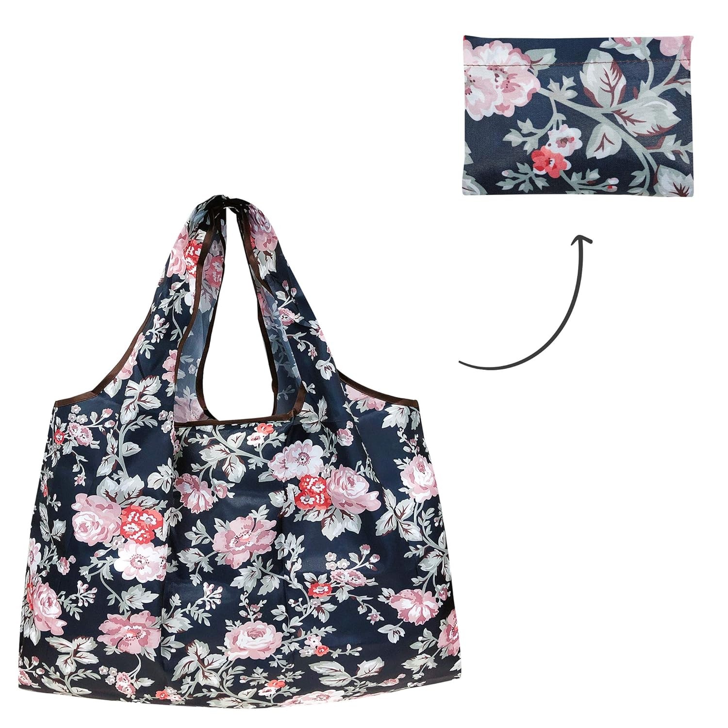 Wrapables Eco-Friendly Large Nylon Reusable Shopping Bags (Set of 3), Rose Garde