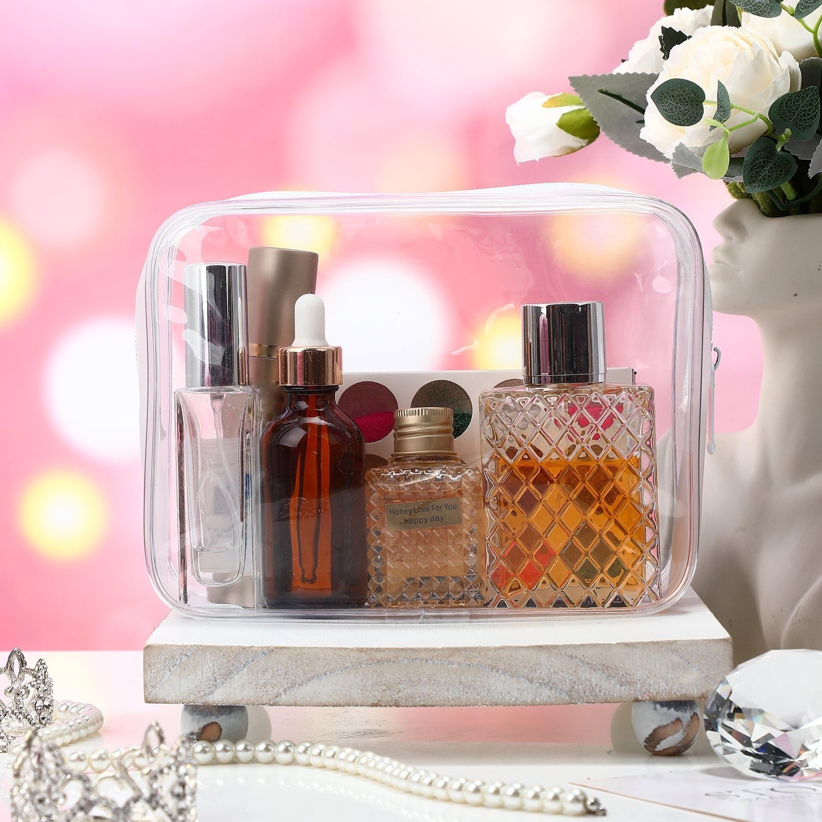 Weewooday 12 Pieces Clear Makeup Bags Cosmetic Storage Small, Matte White