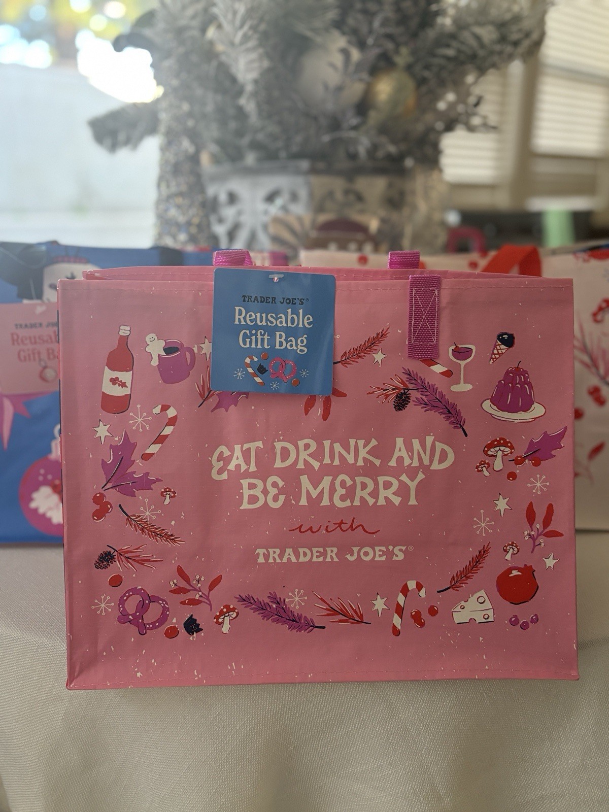 Trader Joes’s Limited Release Holiday Reusable Shopping Tote Bag 3 Set 2025