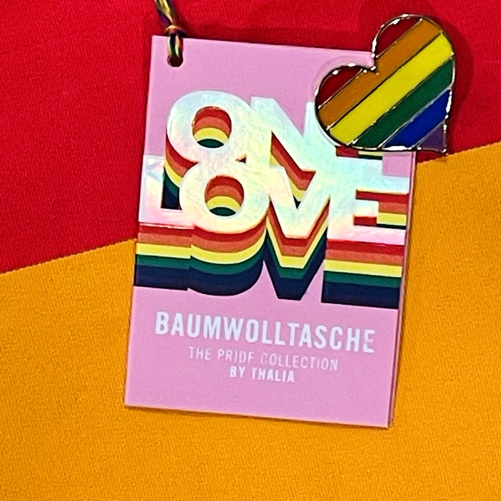 Pride Tote Bag Rainbow LGBTQ One Love Lg 16” Sq Thalia + Pin NEW NWT