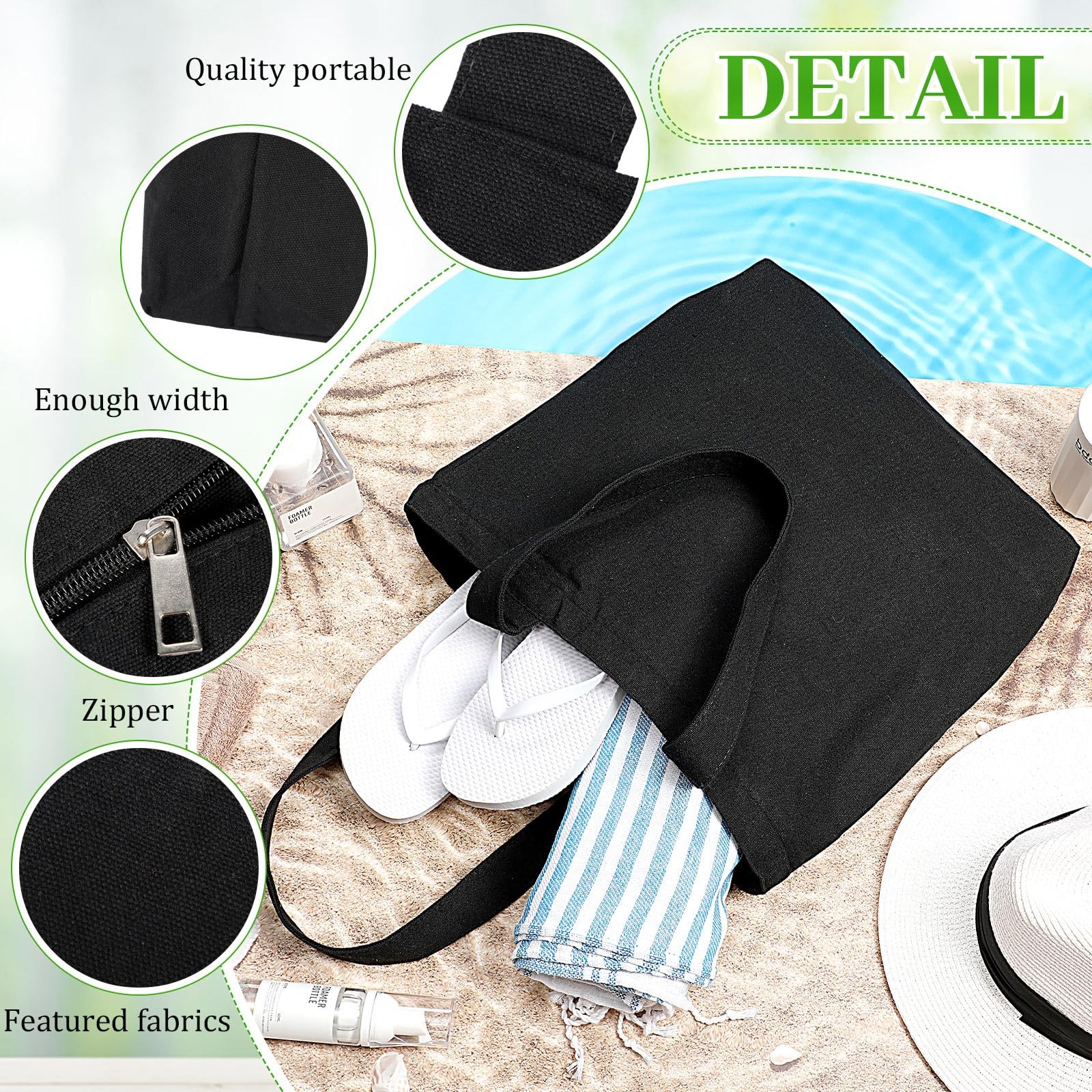 20 Pcs Canvas Tote Bags Bulk 16.5×13.4” Blank Cotton Canvas Bag with Zipper …