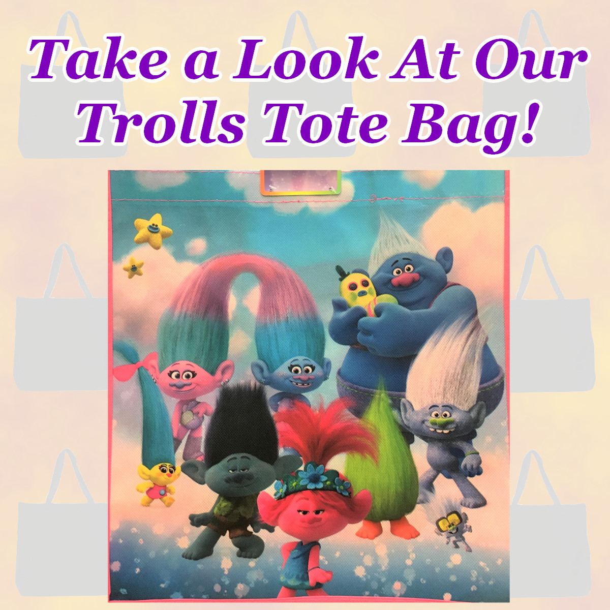 Trolls Great Vibes Poppy Barb King Trollex Reusable Shopping Bag NWT New w/Tag
