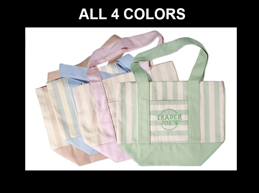 Trader Joe’s STRIPED Mini Canvas Tote Reusable Bag “ALL 4” SOLD OUT!! NEW NWT!!!