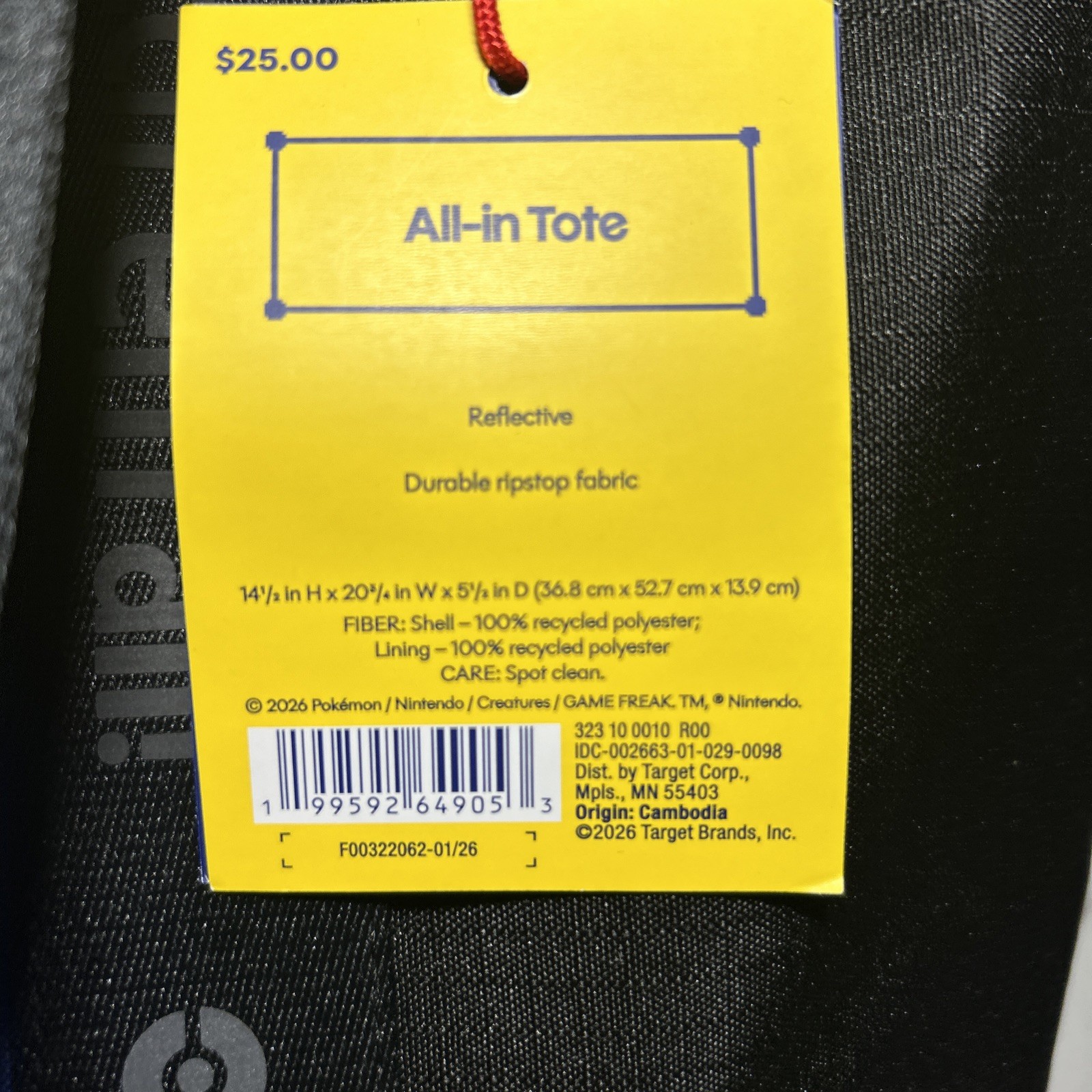 Pokemon x Target All-in Tote Limited Edition Adventure Reflector 30th Anni, NWT