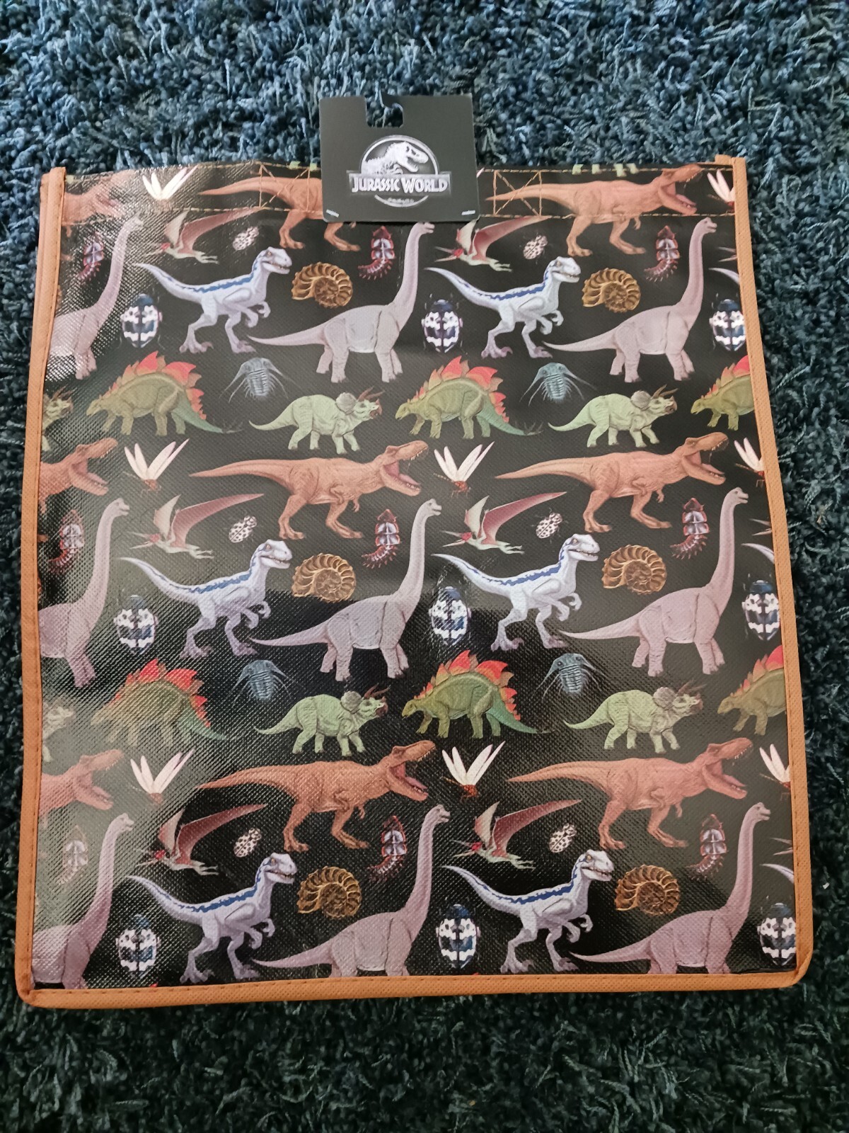 Jurassic World Dinosaurs Vinyl Reusable Shopping Tote Bag NWT