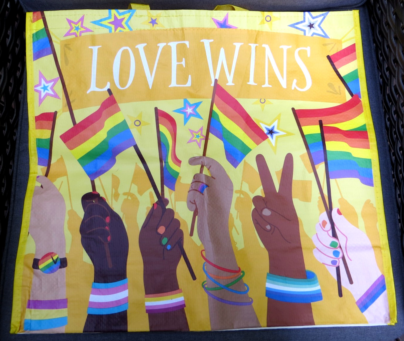 Set of 2 Large 18″ X 18″ Pride Tote / Shopping Bag “Love Wins” NWT