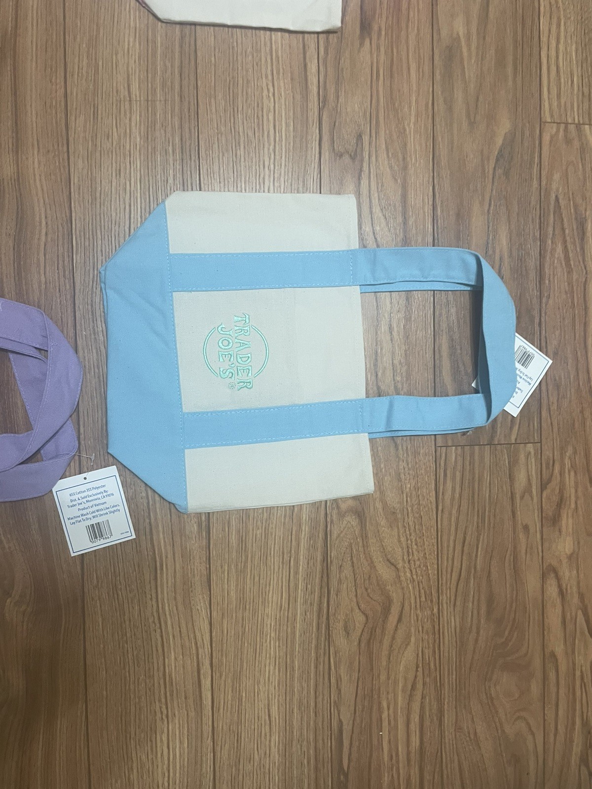(RARE) Trader Joe’s Mini Tote Pastel Canvas Tote Bag LIMITED SET of 4