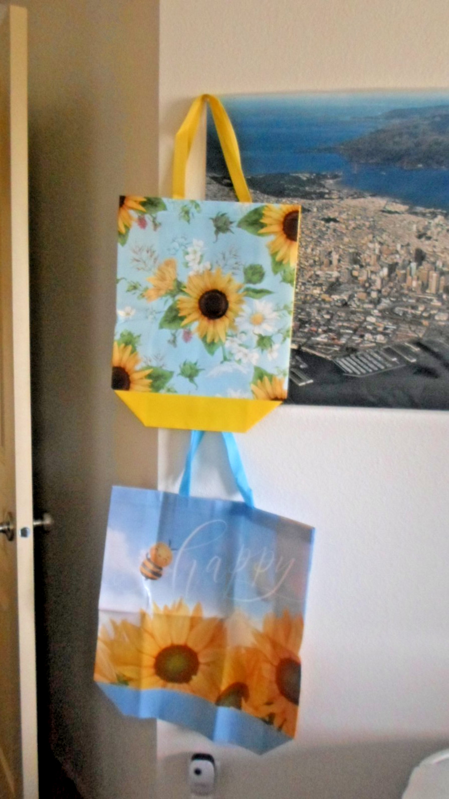 Reusable shopping bags- sunflowers&bees and sunflowers -1-20×18 & 1-18×14-China