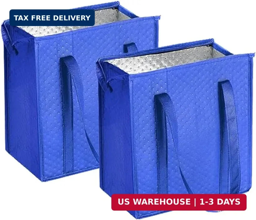 18L Insulated Grocery Bags with Zipper, Reusable Thermal Cooler Tote Bag for Hot