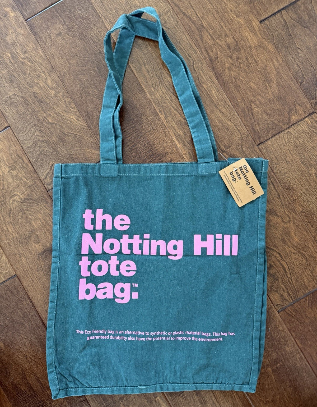 NEW green, pink Notting Hill Tote Bag Large Canvas.