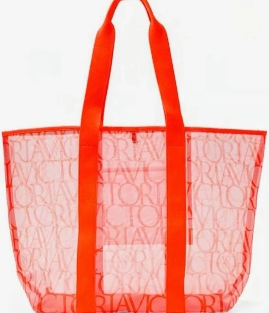 Victoria’s Secret Orange Mashed Tote Bag One Size All-Over Pattern