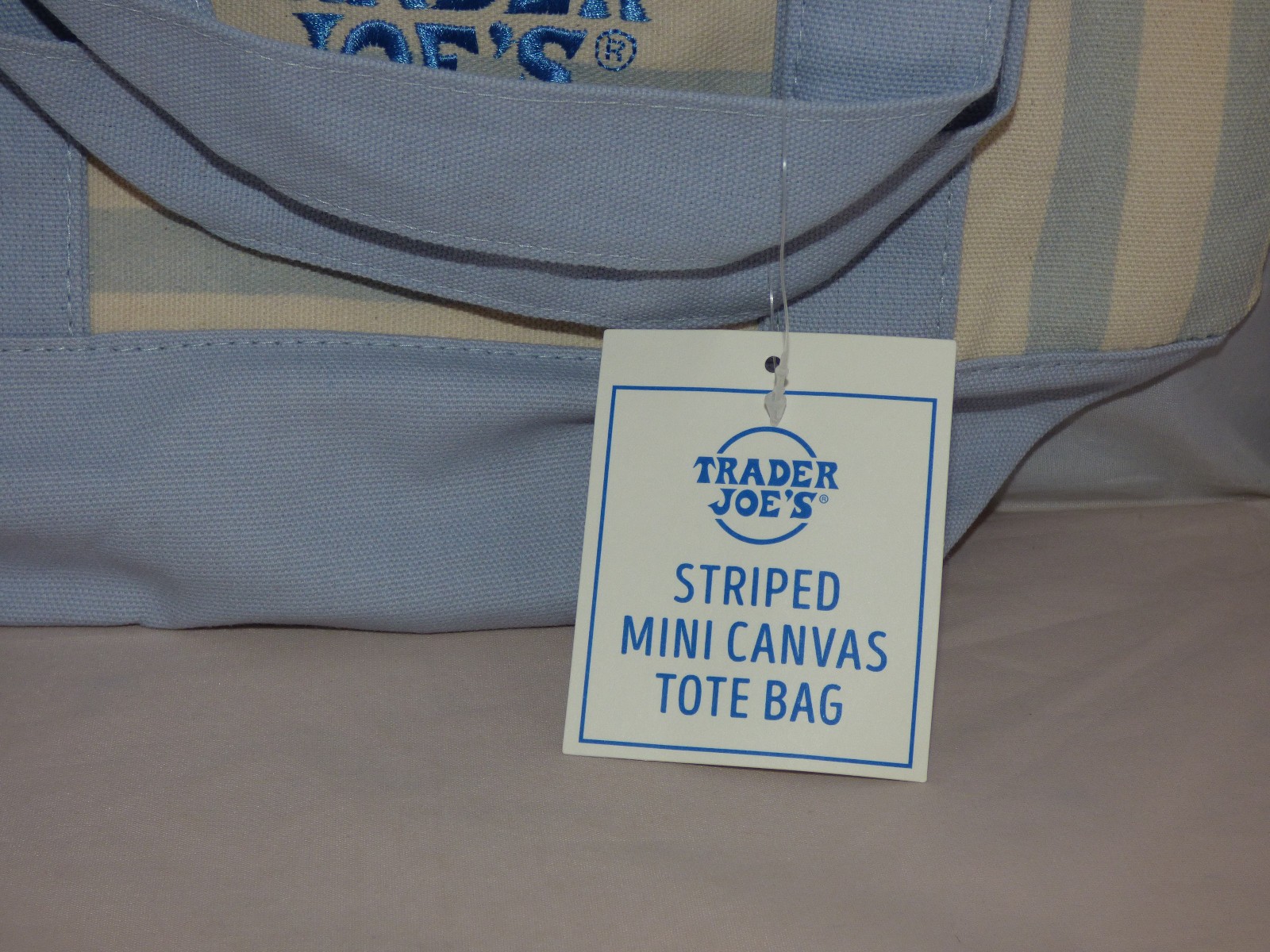 Trader Joe’s – Mini Canvas STRIPED Tote Bag – Blue – Summer 2026 – Limited Ed