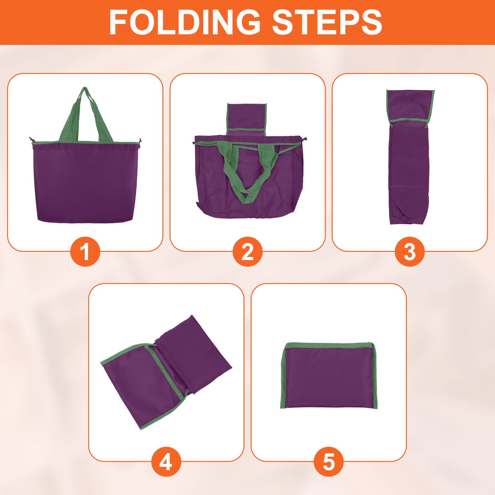 Reusable Grocery Bags, 1Pcs 21″ x 16″ Washable Shopping Totes Fit in Pocket