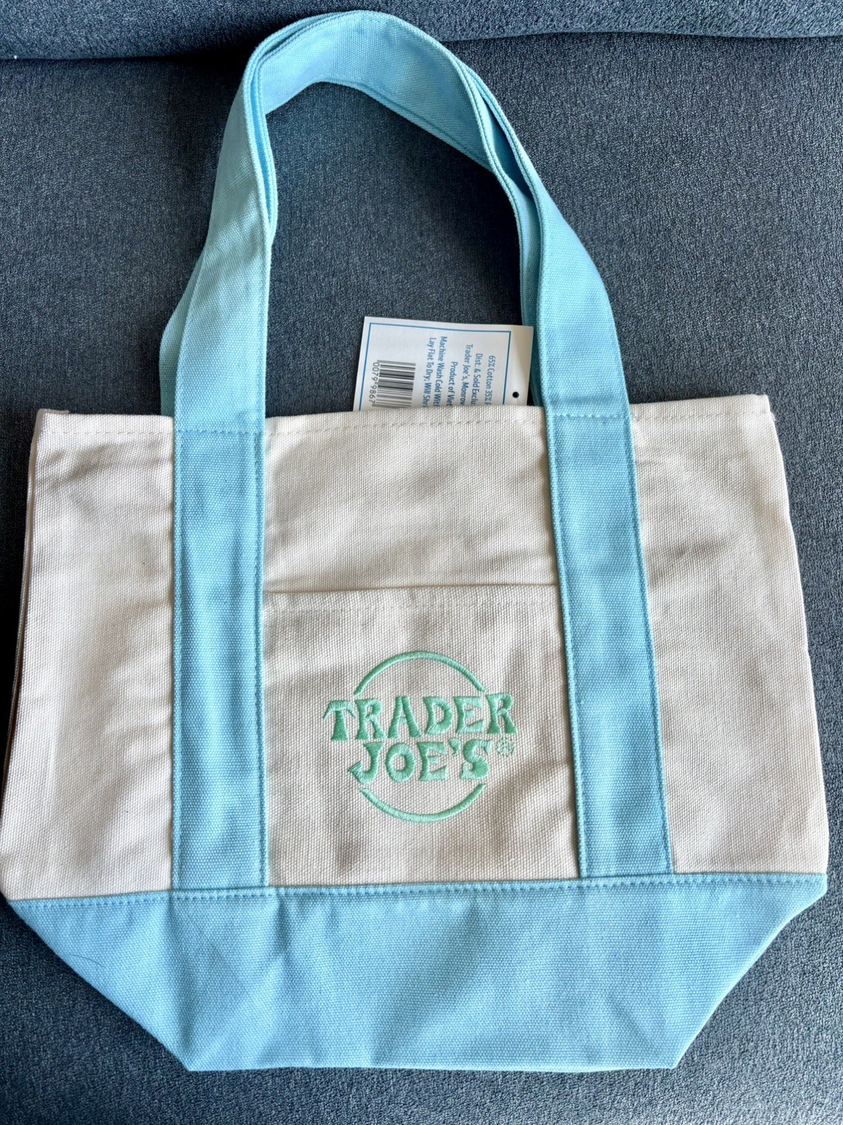 BRAND NEW – Baby Blue – Trader Joe’s 2026 Mini Pastel Canvas Tote Bag