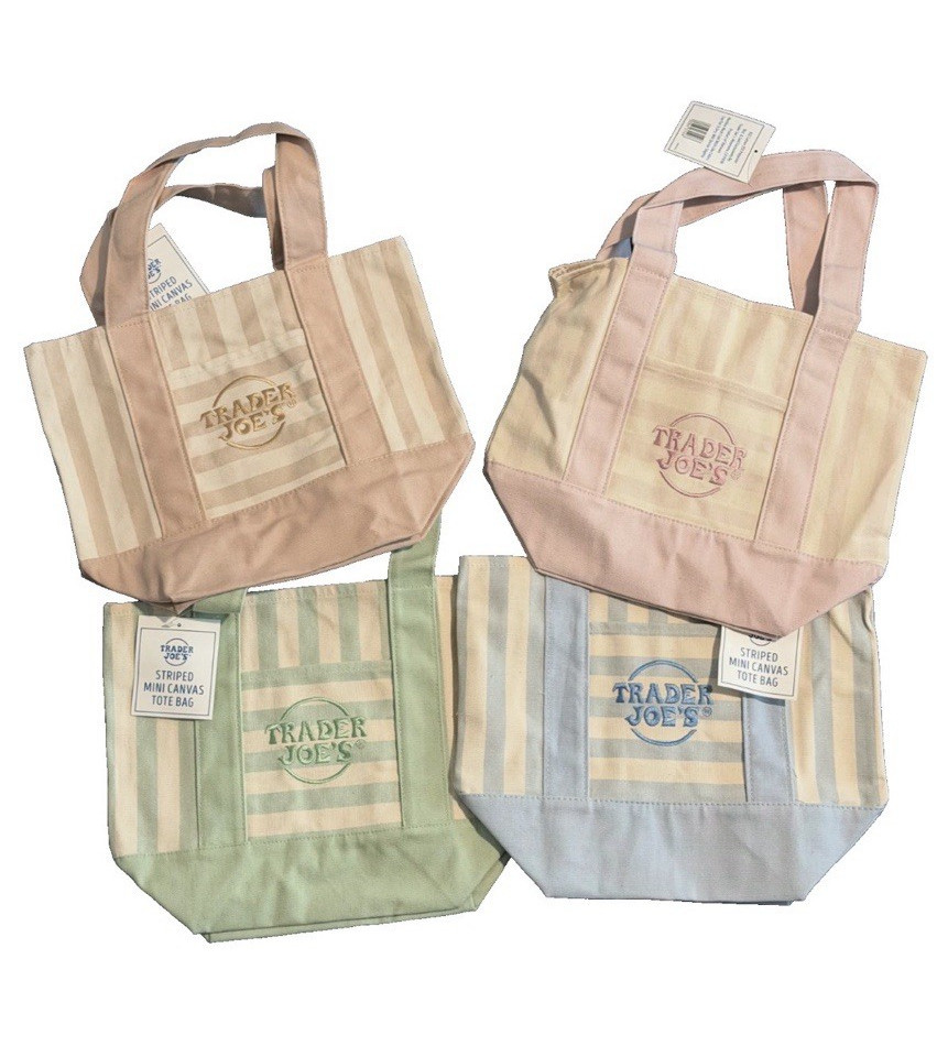 Trader Joe’s Mini Canvas Tote Bag 4 colors: Pink Mint Green Beige Light Blue