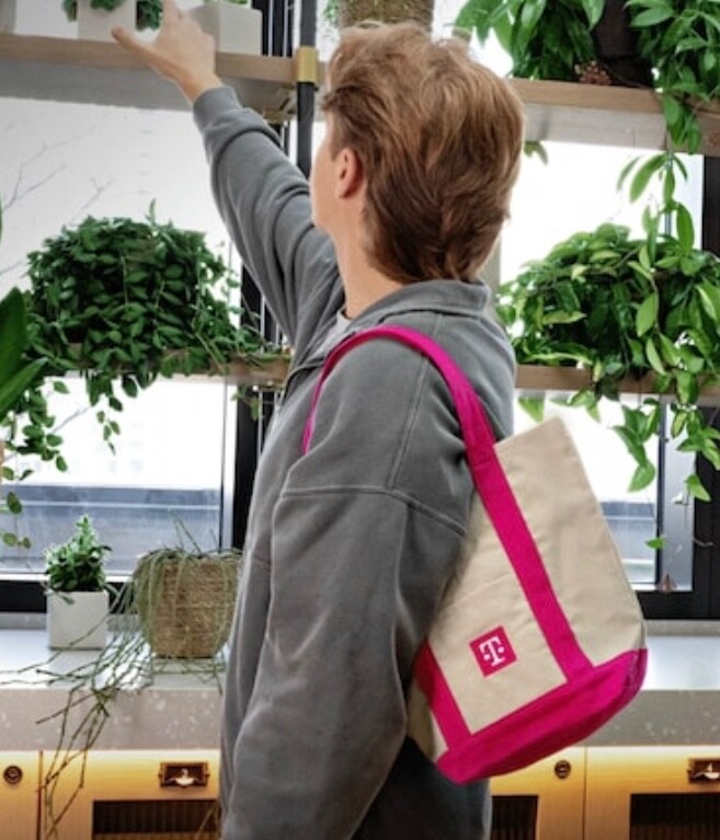 *NEW* T-MOBILE Mini Canvas Tote Bag Off White Pink 12.75 x 10.75″