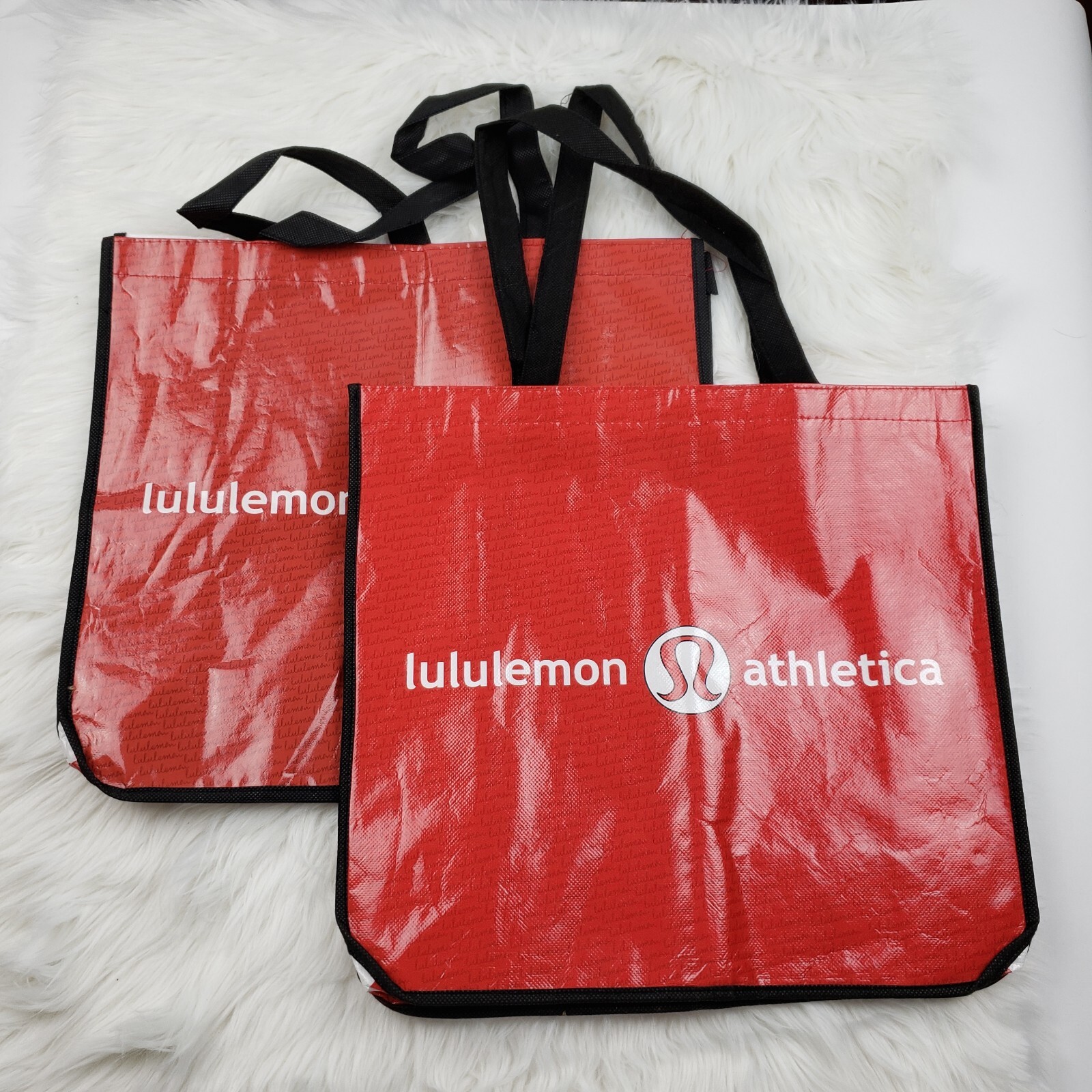 Lot of 7 Lululemon Athletica Shopping Bag Large Red And White 15x14x6