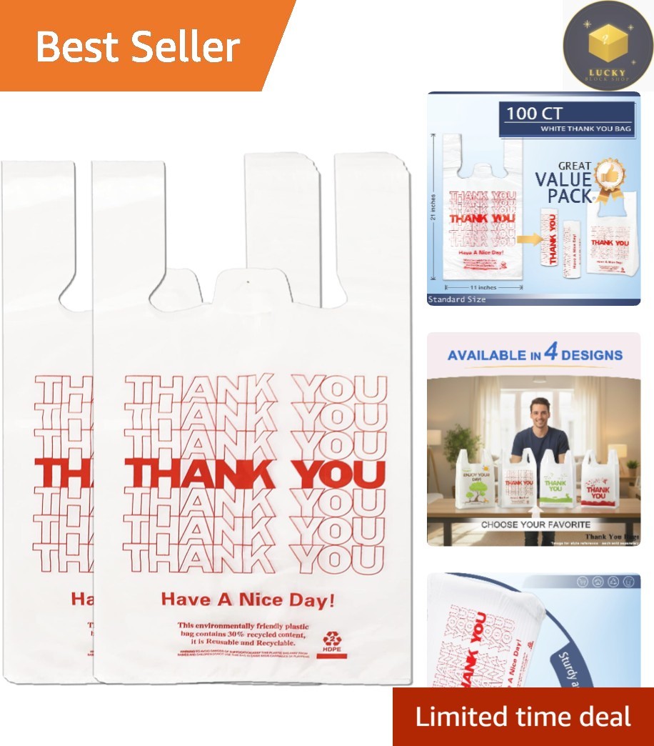 Versatile 100PCS White Plastic Shopping Bags – Ideal for Grocery and More