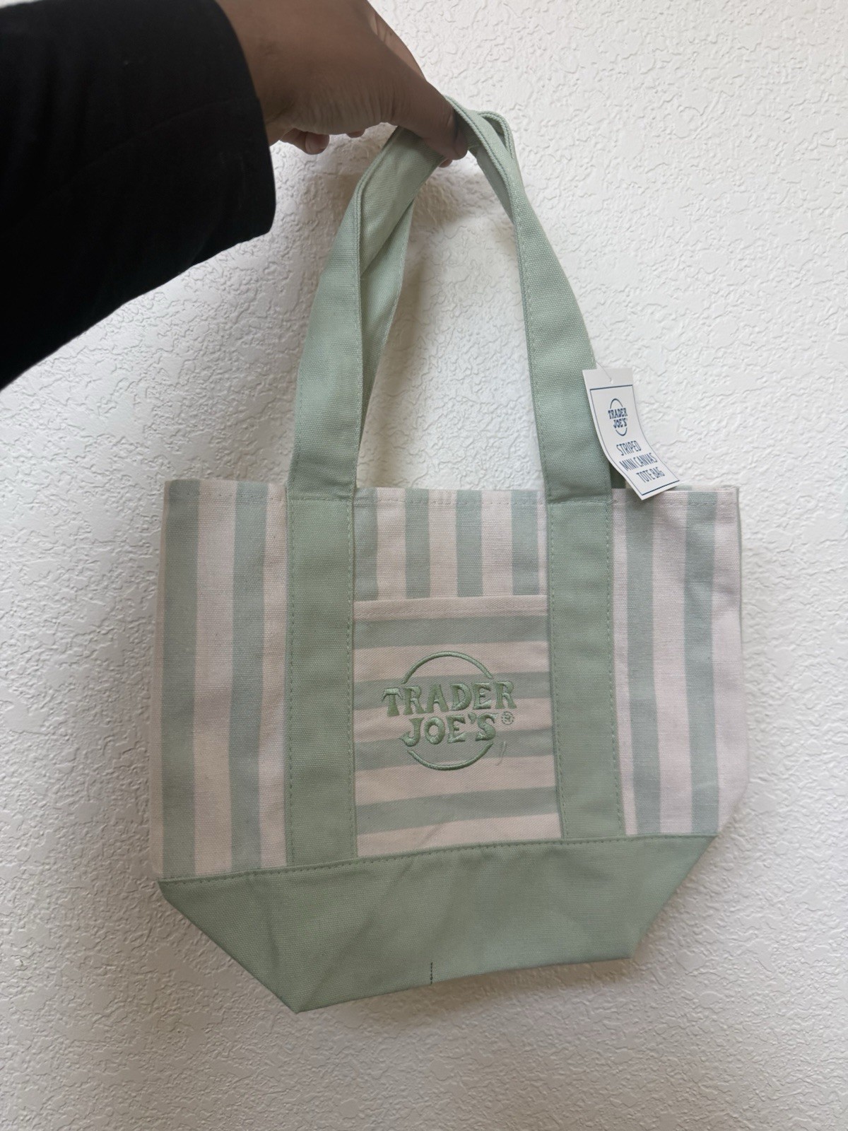 Trader Joe’s Striped Mini Canvas Tote Bag Multicolor 13x6x10 in New