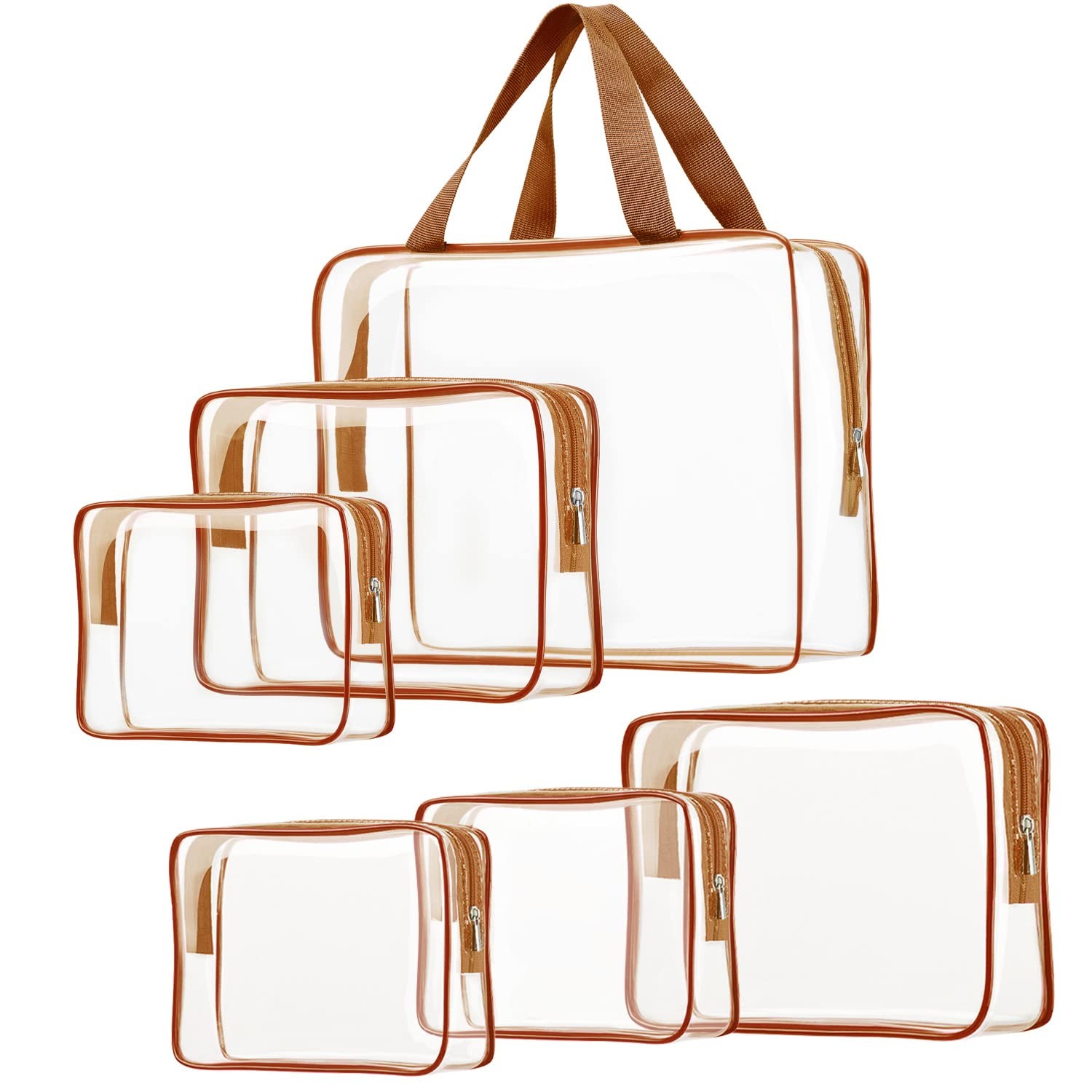 6pcs Clear 1 Large, 2 Medium, 3 Small, Brown（1 2 3 Small）