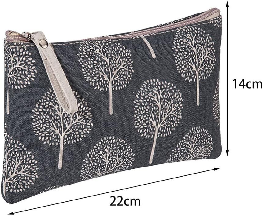 SUMAJU 2 Pcs Canvas Cosmetic Bag, Multi-Function Small Zipper Pouch Cute…