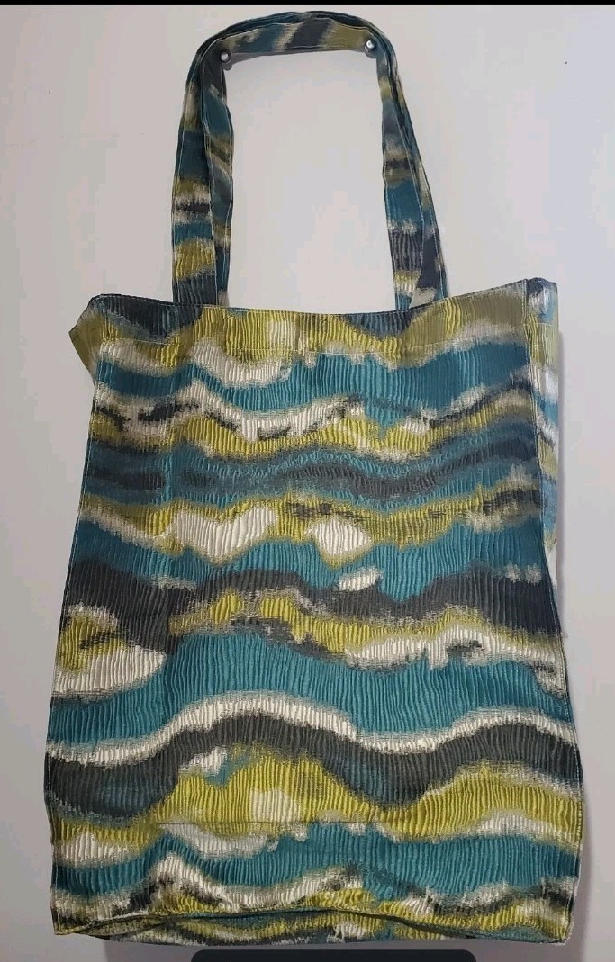 All-Over Pattern Foldable Fabric Reusable Shopping Bag Multicolor 10in x 18in