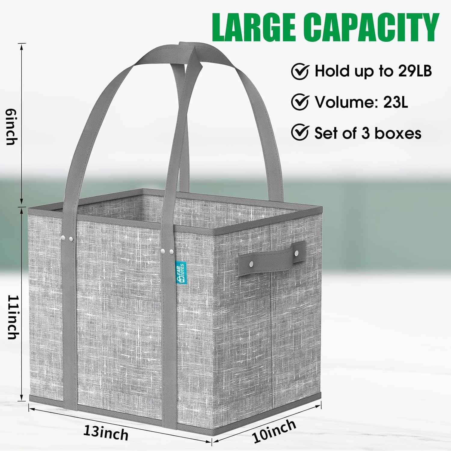 Collapsible Reusable Grocery Bags Heavy-Duty Shopping Tote Box Reinforced Handle