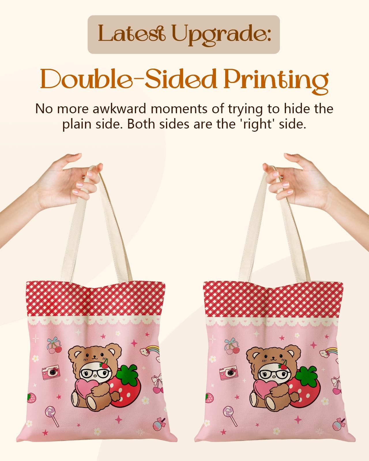 Aesthetic Canvas Tote Bag for Women – with Magnetic Buckle and Zipper Inner P…